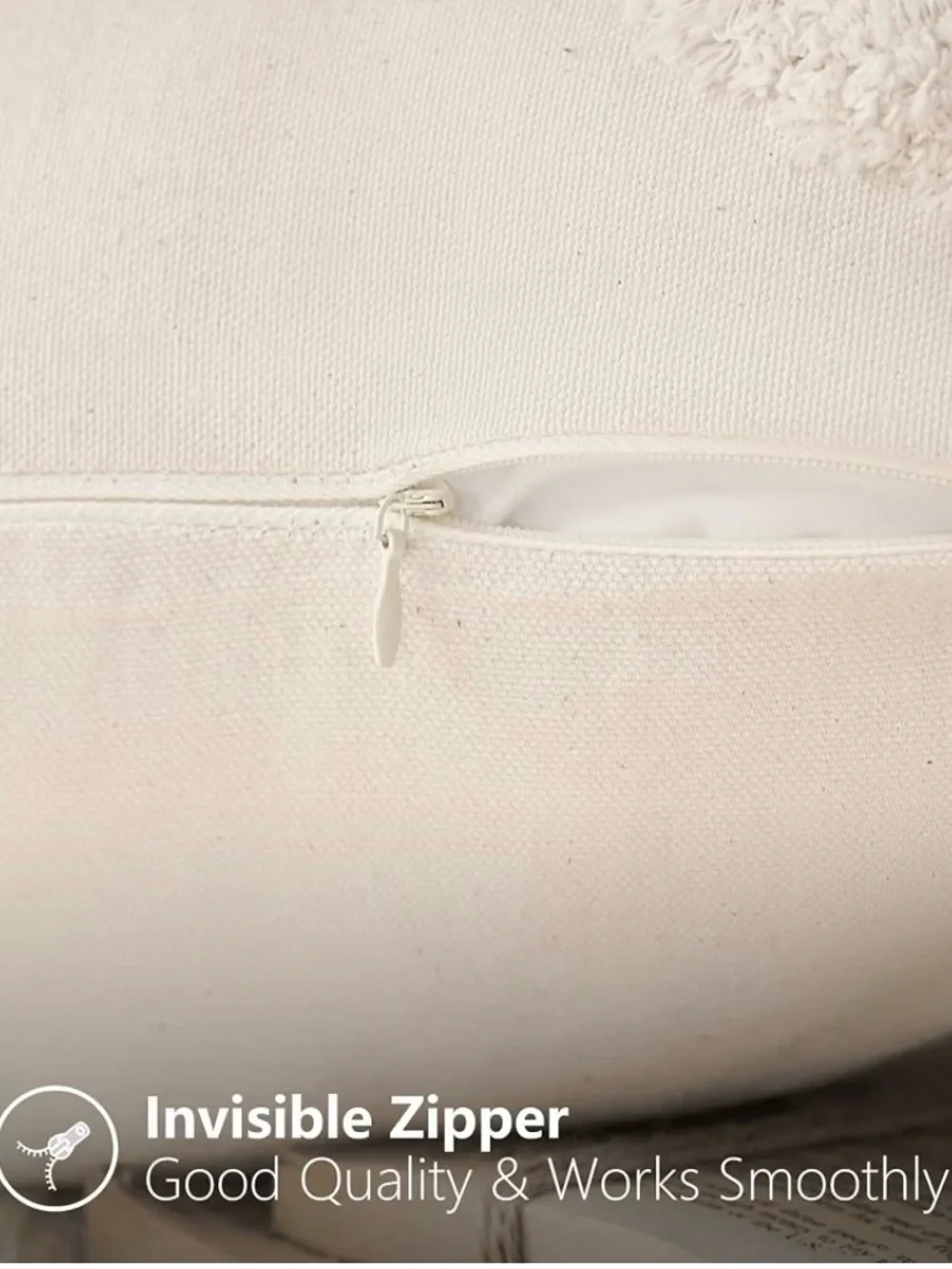 Beautiful Half Moon Accent Boho Tufted Decorative Throw Pillow Cover, bone color